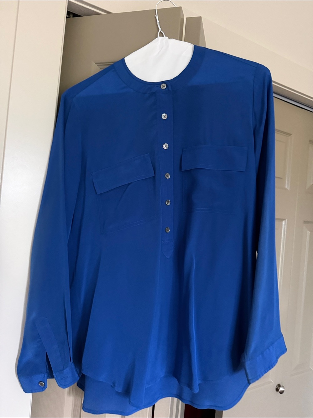 Banana Republic Cobalt Blue Long-Sleeve Henley Blouse